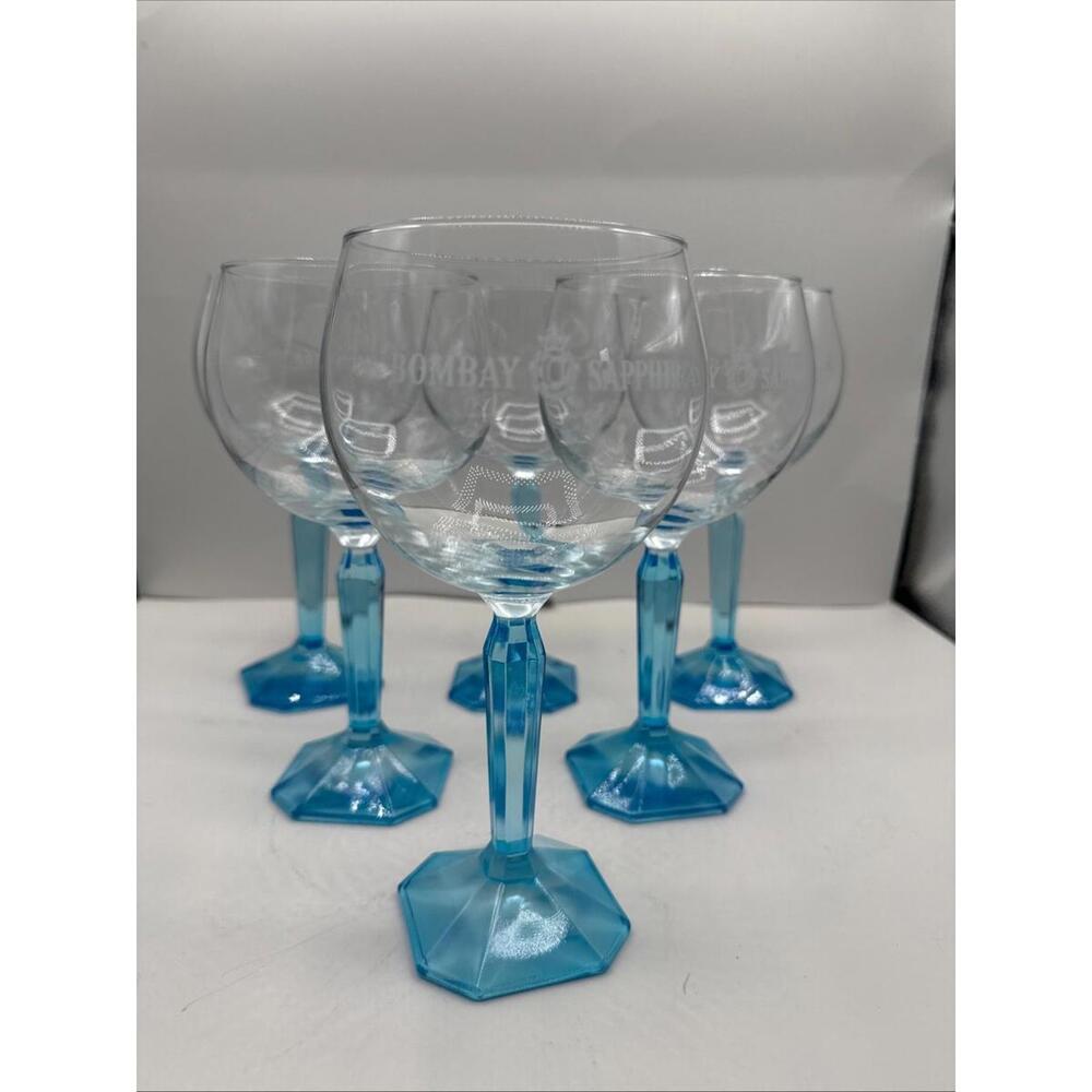 Bombay  Sapphire 6 x Gin and Tonic Cocktail Balloons Glass Vtg